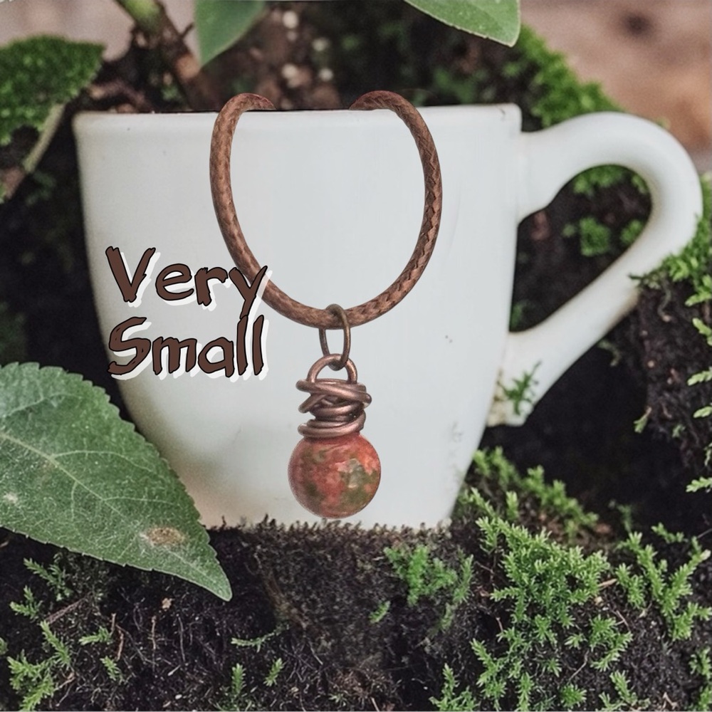 5 For $25💫Very Small Wire Wrapped Unakite Stone Pendant